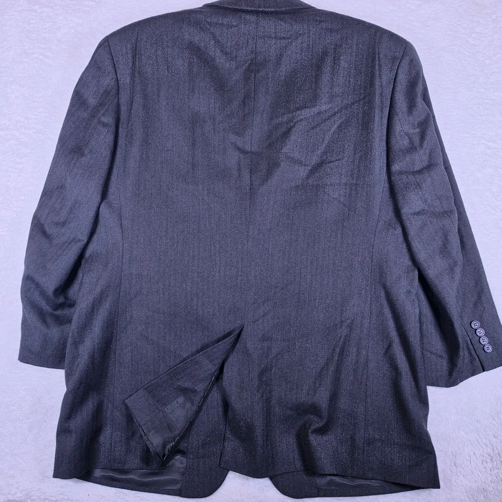 Jos A Bank Sport Coat Mens 46R Charcoal Gray Wool Cashmere Herringbone Blazer